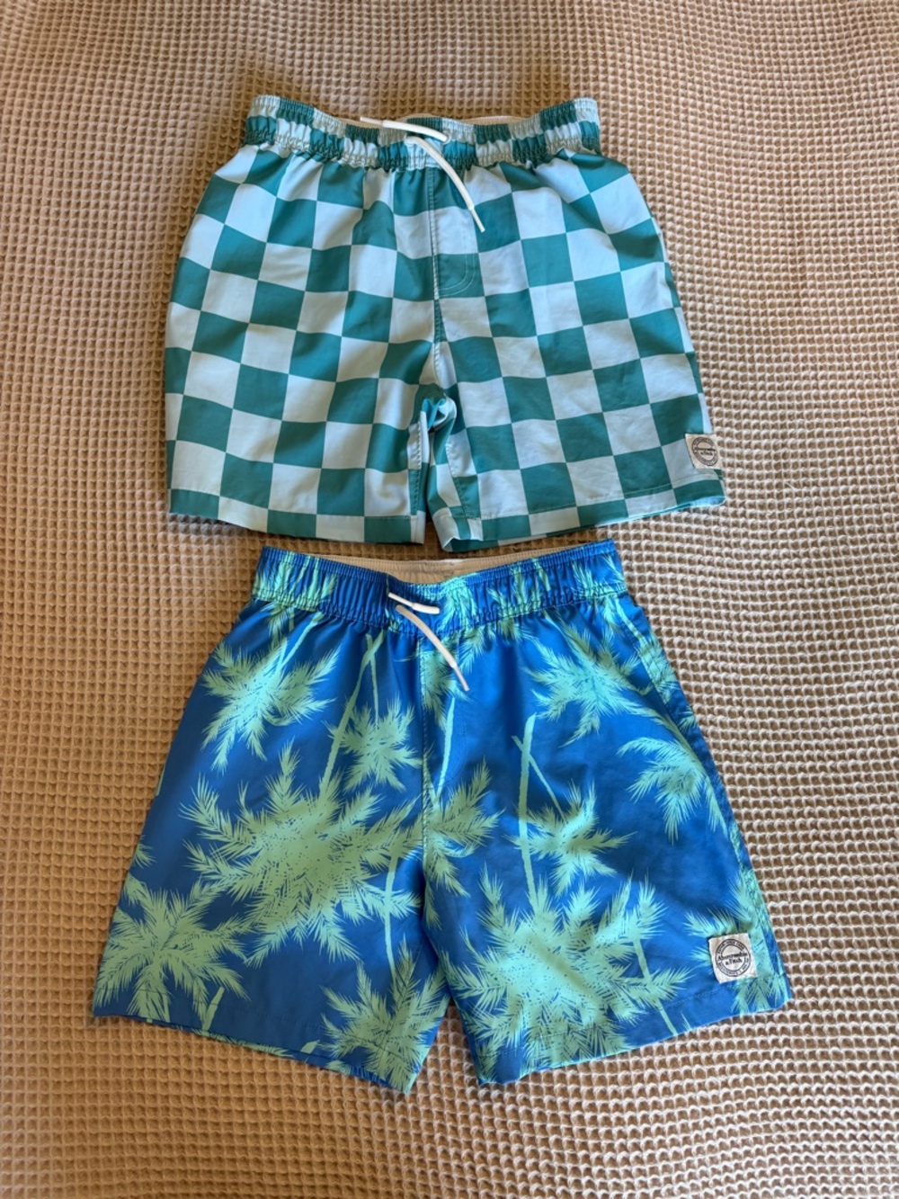 abercrombie kids White Lined Swim Shorts